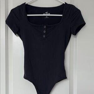 Hollister Black Fitted Short Sleeve Bodysuit